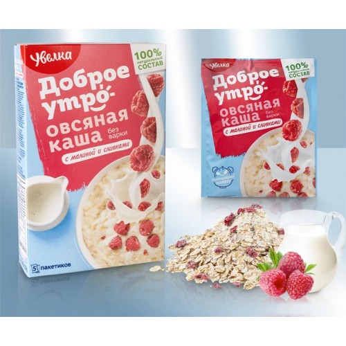 Каша овсяная с малиной и сливками, 200г